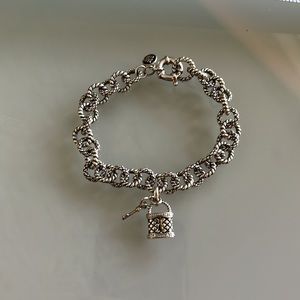 Andrea Candela 925 and 18k gold lock and key bracelet